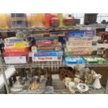 A LARGE ASSORTMENT OF BOARD GAMES TO INCLUDE MASTER MIND, BLANKETY BLANK AND A STENCIL SET ETC ALL