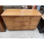 A MID 20TH CENTURY OAK CHEST OF TWO SHORT AND TWO LONG DRAWERS, 42" WIDE