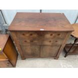 A 19TH CENTURY MAHOGANY TALLBOY, 32" WIDE, ENCLOSING TWO DRAWERS AND CUPBOARDS, ON BRACKET FEET