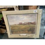 A MOUNTED PRINT OF THE OLD COURSE ST ANDREWS SIGNED MARK O'MEARA