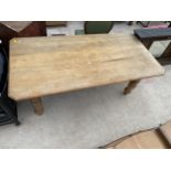 A VICTORIAN STYLE PINE FARMHOUSE TABLE WITH CANTED CORNERS, 71 X 36"