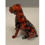 AN ANITA HARRIS HANDPAINTED AND SIGNED BOXER DOG