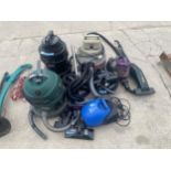 AN ASSORTMENT OF VACUUM CLEANERS TO INCLUDE A HOOVER, A VAX AND A BOSCH ETC