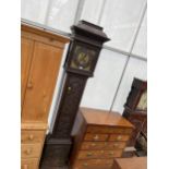 AN 18TH CENTURY HEAVILY CARVED OAK EIGHT-DAY LONGCASE CLOCK WITH BRASS DIAL, BY GEORGE PAYNE OF