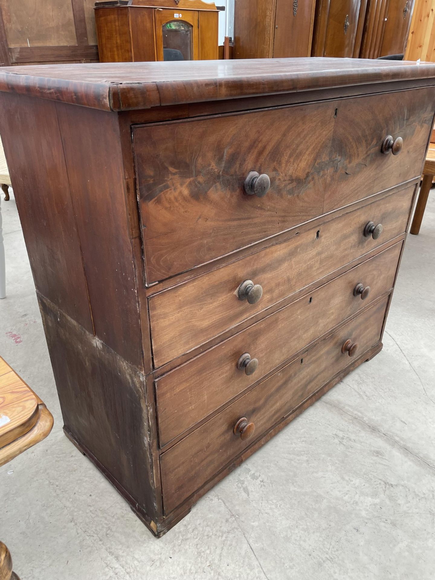 A VICTORIAN MAHOGANY CHEST OF FOUR DRAWERS, 48" WIDE - Image 2 of 4