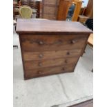 A VICTORIAN MAHOGANY CHEST OF FOUR DRAWERS, 48" WIDE