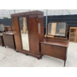 AN EDWARDIAN MAHOGANY THREE PIECE BEDROOM SUITE