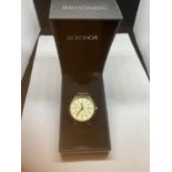 A BOXED SEKONDA CALENDAR WRIST WATCH SEEN WORKING BUT NO WARRANTY