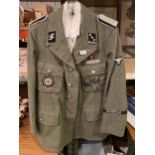 A RE-ENACTMENT GERMAN UNIFORM FOR THE SS PANZER UNIFORM, COMPRISING JACKET, SHIRT AND TROUSERS,