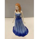 A ROYAL DOULTON GEMSTONES FIGURINE WITH A GENUINE SWAROVSKI CRYSTAL - SEPTEMBER - SAPPHIRE (NO BOX)