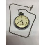 A VINTAGE SMITHS EMPIRE POCKET WATCH AND CHAIN