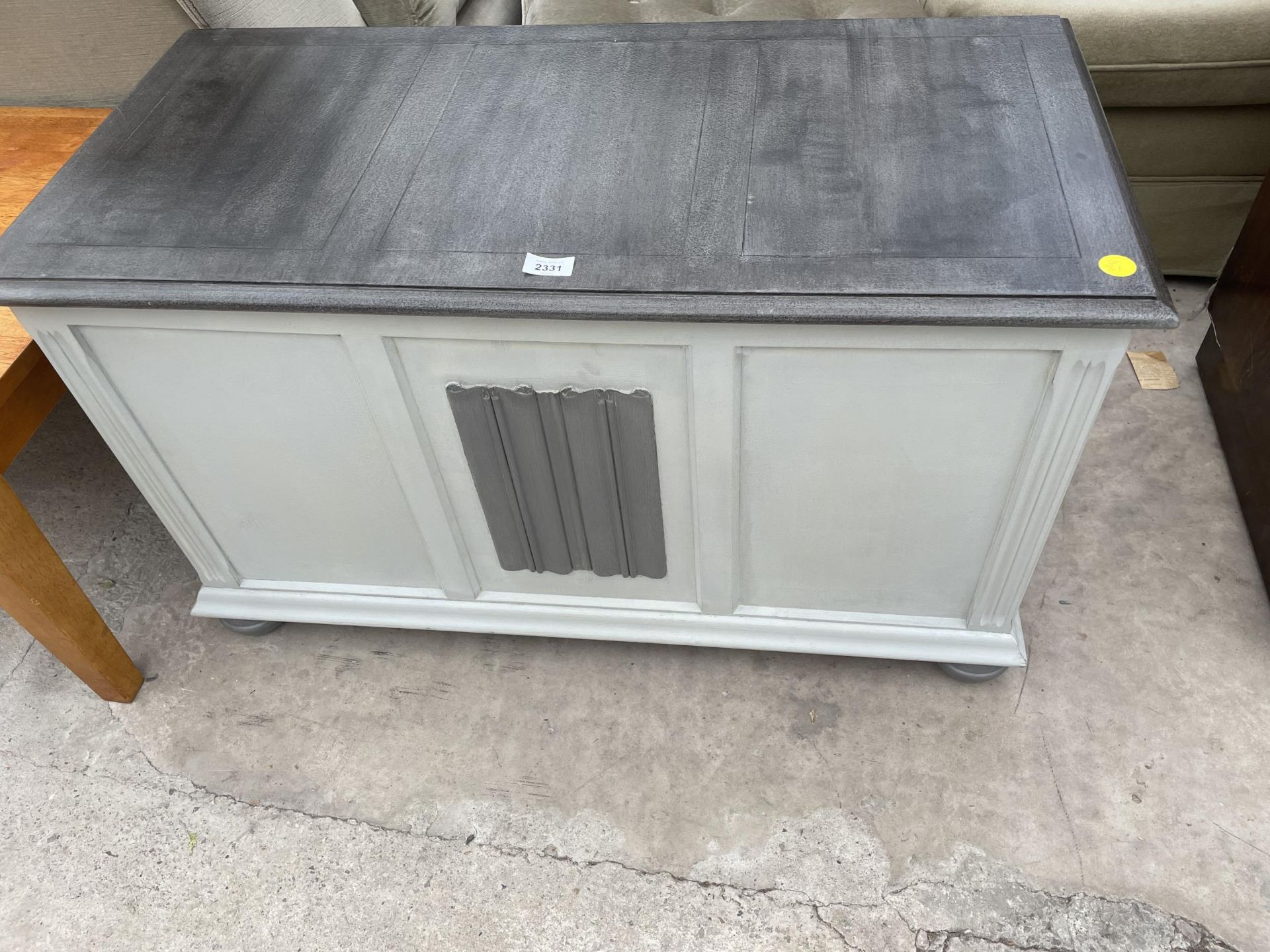 A MODERN PAINTED BLANKET CHEST, 37.5" WIDE