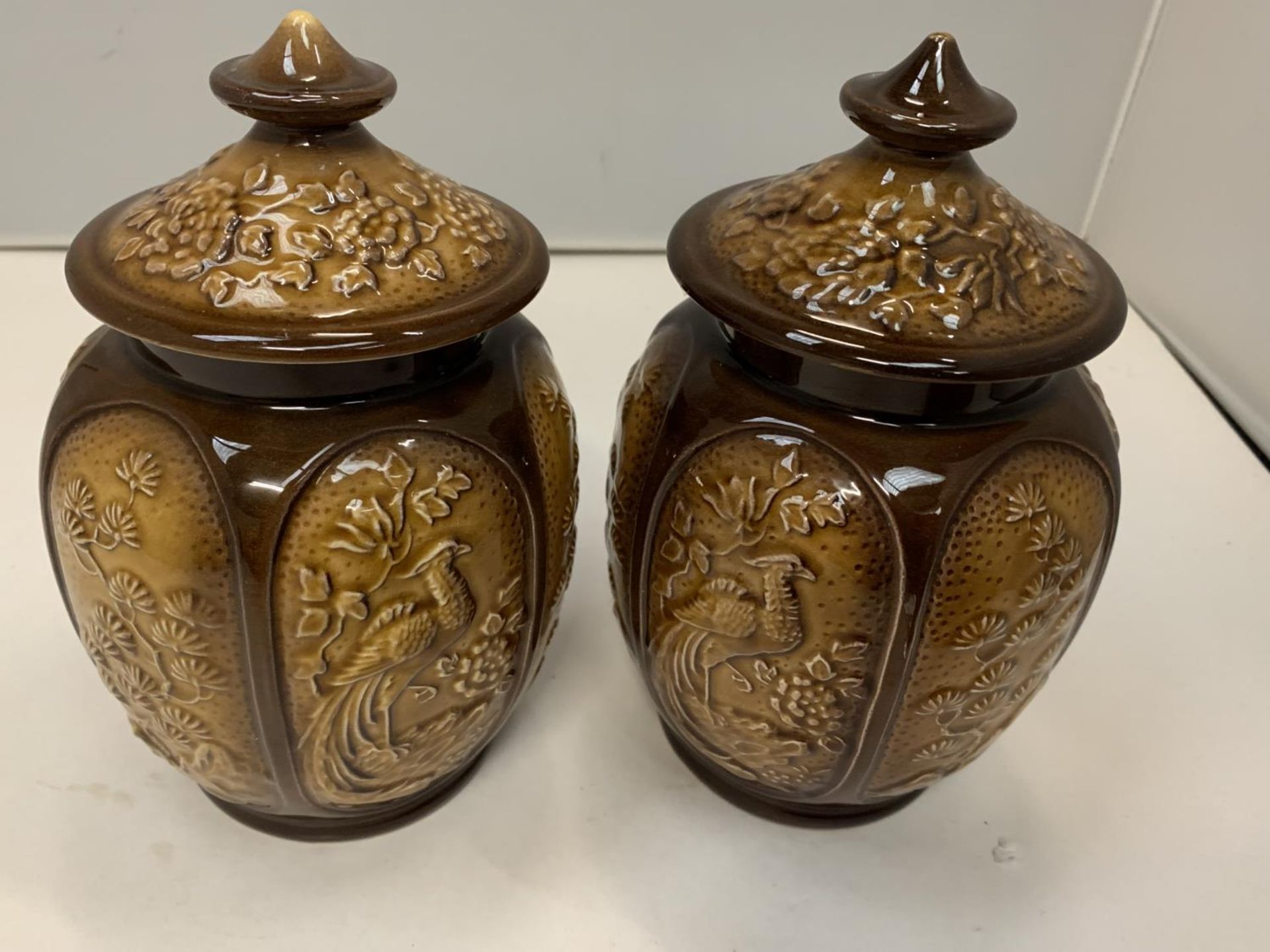 THREE SYLVAC LIDDED JARS TO INCLUDE TWO WITH BIRD DESIGN AND A BEETROOT - Image 2 of 8