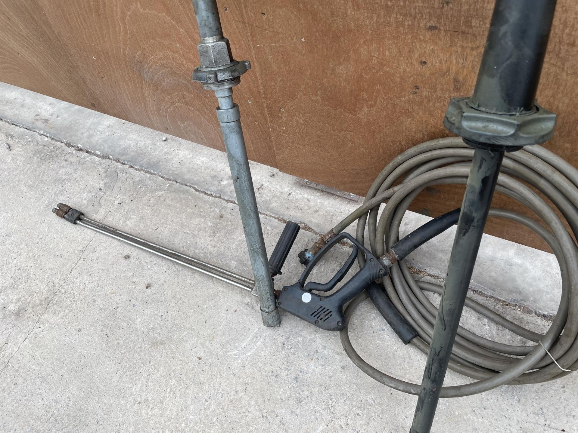 TWO BARREL PUMPS AND A PRESSURE WASHER HOSE AND LANCE - Image 3 of 3