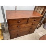 A VICTORIAN MAHOGANY CHEST OF TWO SHORT AND THREE LONG DRAWERS, 42" WIDE