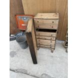 A VICTORIAN PINE LARGE VINTAGE JOINER'S CHEST WITH VARIOUS TOOLS SUCH AS G-CLAMP , VINTAGE SPIRIT