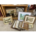 AN ASSORTMENT OF ITEMS TO INCLUDE NAPKIN RIGS, JUGS AND FRAMED PRINTS ETC