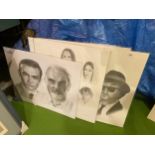 SIX MOUNTED PRINTS OF CELEBRITIES TO INCLUDE SEAN CONNERY, THE LORD OF THE RINGS, AUDREY HEPBURN,
