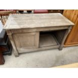 A MOST UNUSUAL GEORGE III OAK SIDE CABINET ENCLOSING TWO DOORS, WITH DETACHABLE TOP EXPOSING