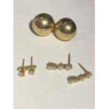 THREE PAIRS OF 9 CARAT GOLD EARRINGS GROSS WEIGHT 3.6 GRAMS