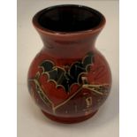 AN ANITA HARRIS HANDPAINTED AND SIGNED BAT TRIAL VASE