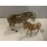 TWO DONKEY FIGURINES ONE BEING A BESWICK