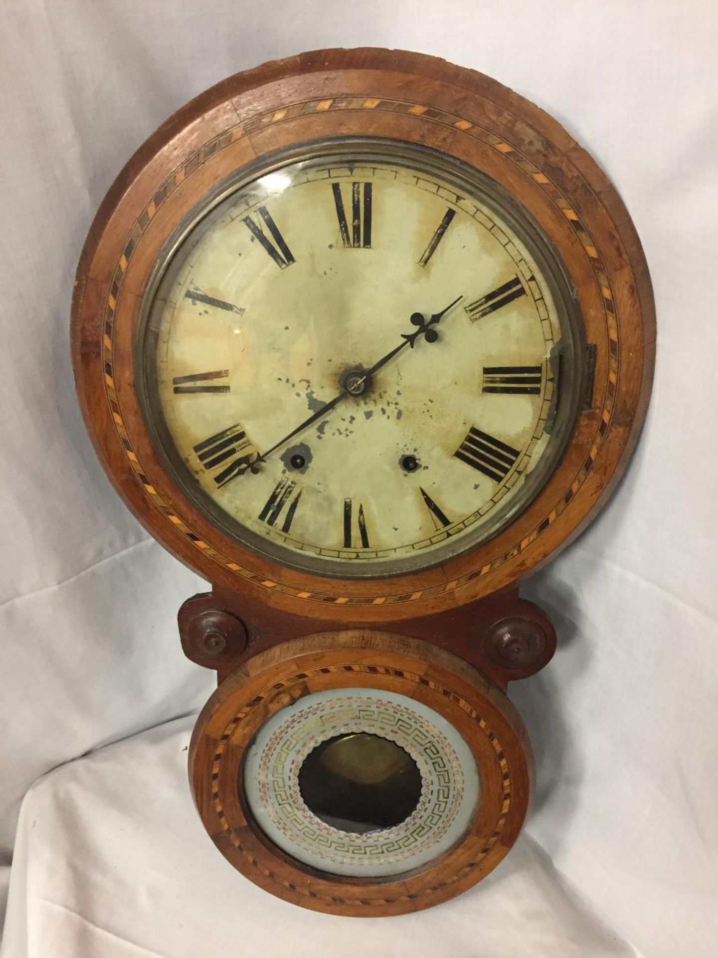 AN INLAID AMERICAN WALL CLOCK