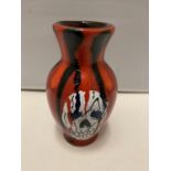 A HANDPAINTED ANITA HARRIS SKULL VASE SIGNED IN GOLD