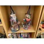 TWO STUDIO POTTERY FIGURES OF A WITCH AND A WIZARD