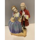 TWO FIGURINES TO INCLUDE AN ATLAS CHINA ROMANCE AND A ROYAL DOULTON ELIZABETH