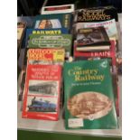 A LARGE QUANTITY OF RAILWAY RELATED BOOKS TO INCLUDE LOST RAILWAYS OF CHESHIRE, THE HORNBY GUAGE O