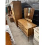 A MID 20TH CENTURY FIVE DRAWER DRESSING TABLE AND TWO DOOR WARDROBE