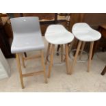 A PAIR OF MODERN KITCHEN STOOLS AND ONE OTHER