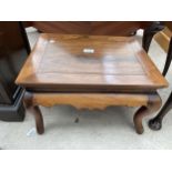 A SMALL ORIENTAL HARDWOOD TABLE, 17.5 X 13.5"