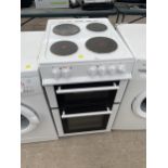 A WHITE BELLING FREESTANDING ELECTRIC OVEN AND HOB WITH INSTRUCTION MANUAL