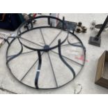 A LARGE CIRCULAR WROUGHT IRON FRAME