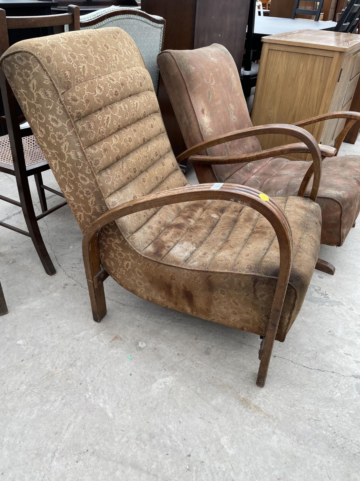 AN ART DECO FIRESIDE CHAIR AND SIMILAR ROCKING CHAIR - Image 2 of 3