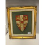 A FRAMED HERALDIC COAT OF ARMS