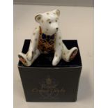 A BOXED ROYAL CROWN DERBY MINI STIEFF BEAR