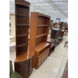 A MODERN MAHOGANY CORNER UNIT