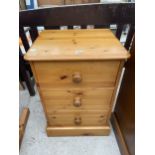 A MODERN PINE CHEST OF THREE DRAWERS, 20" WIDE