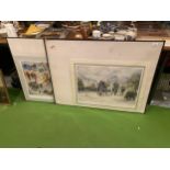 FOUR MOUNTED LARGE PRINTS TO INCLUDE EASTER PARADE BY BERNARD McMULLEN, BELLE VUE MEMORIES ETC