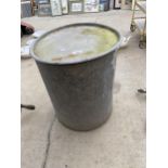 A VINTAGE GALVANISED BIN WITH A LID