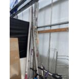 AN ASSORTMENT OF CURTAIN RAILS AND POLES ETC