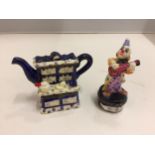 TWO ITEMS TO INCLUDE A NOVELTY TRINKET BOX AND TEAPOT