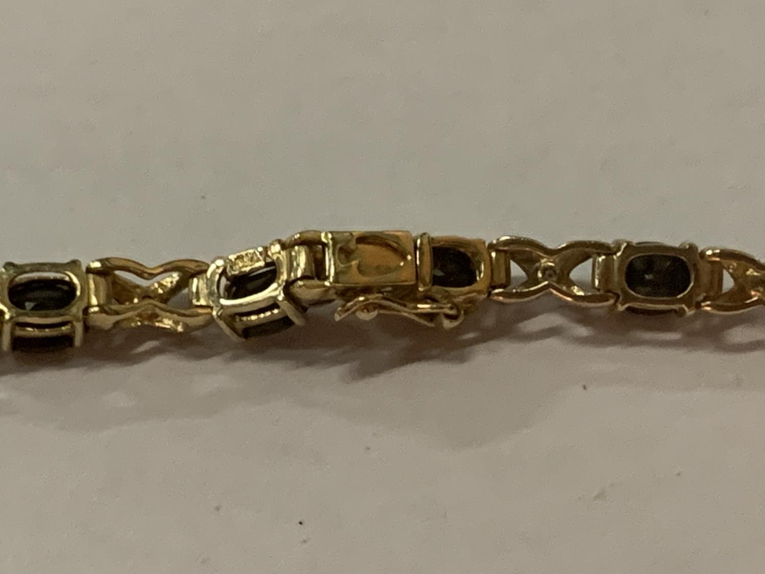 A 9 CARAT GOLD BRACELET WITH SAPPHIRES AND DIAMONDS (A/F) GROSS WEIGHT 7.6 GRAMS - Image 3 of 3