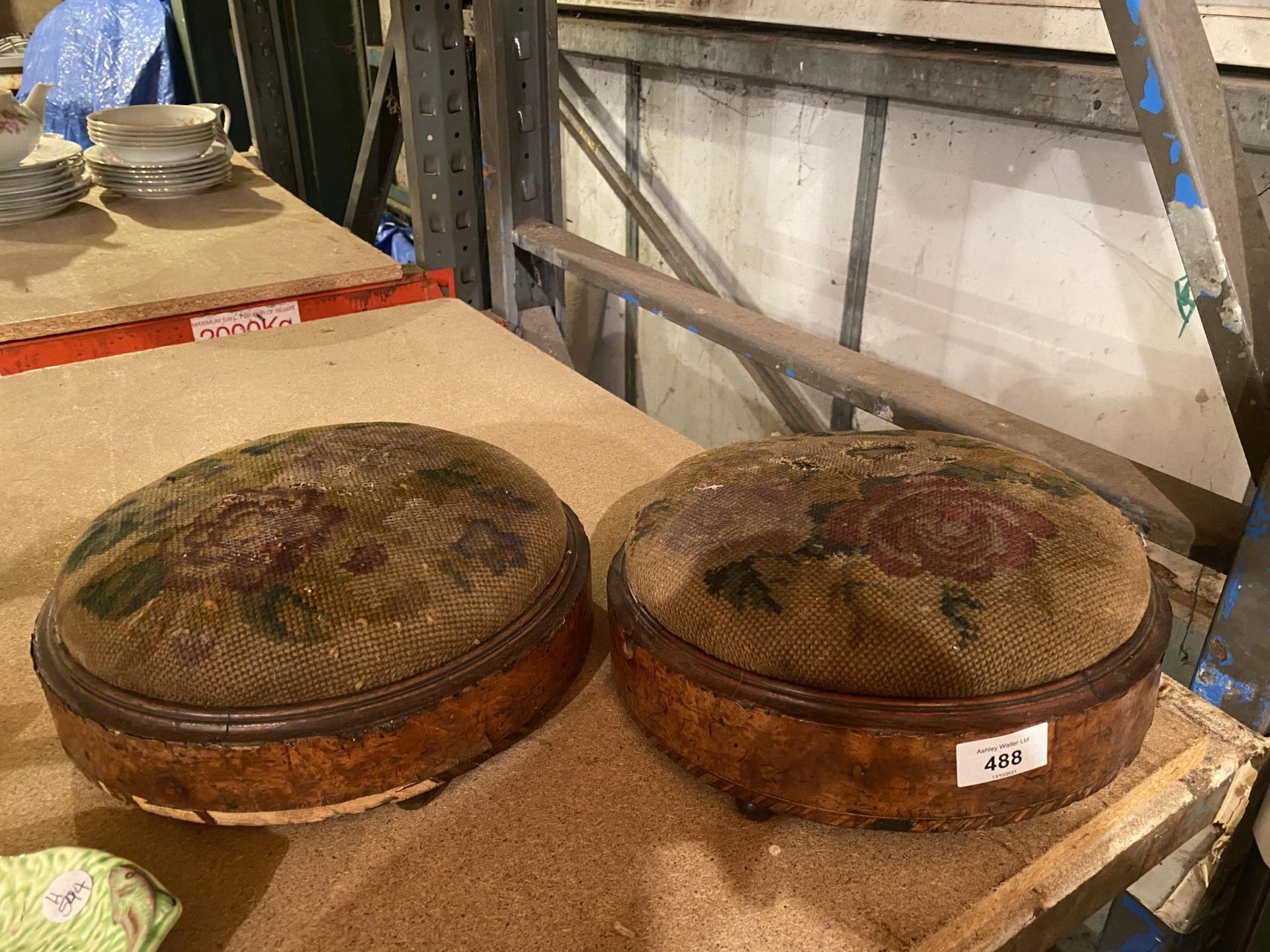 A PAIR OF VICTORIAN FOOTSTOOLS