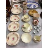 A LARGE QUANTITY OF CERAMICS TO INCLUDE CHELSON CHINA MANUFACTURED FOR HARRODS, THREE PIECES A/F,