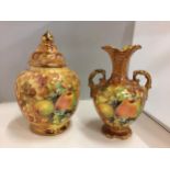 TWO PIECES OF CO-ORDINATING ENGLISH HOSE ST POTTERY FROM STAFFORDSHIRE TO INCLUDE A LIDDED URN AND A
