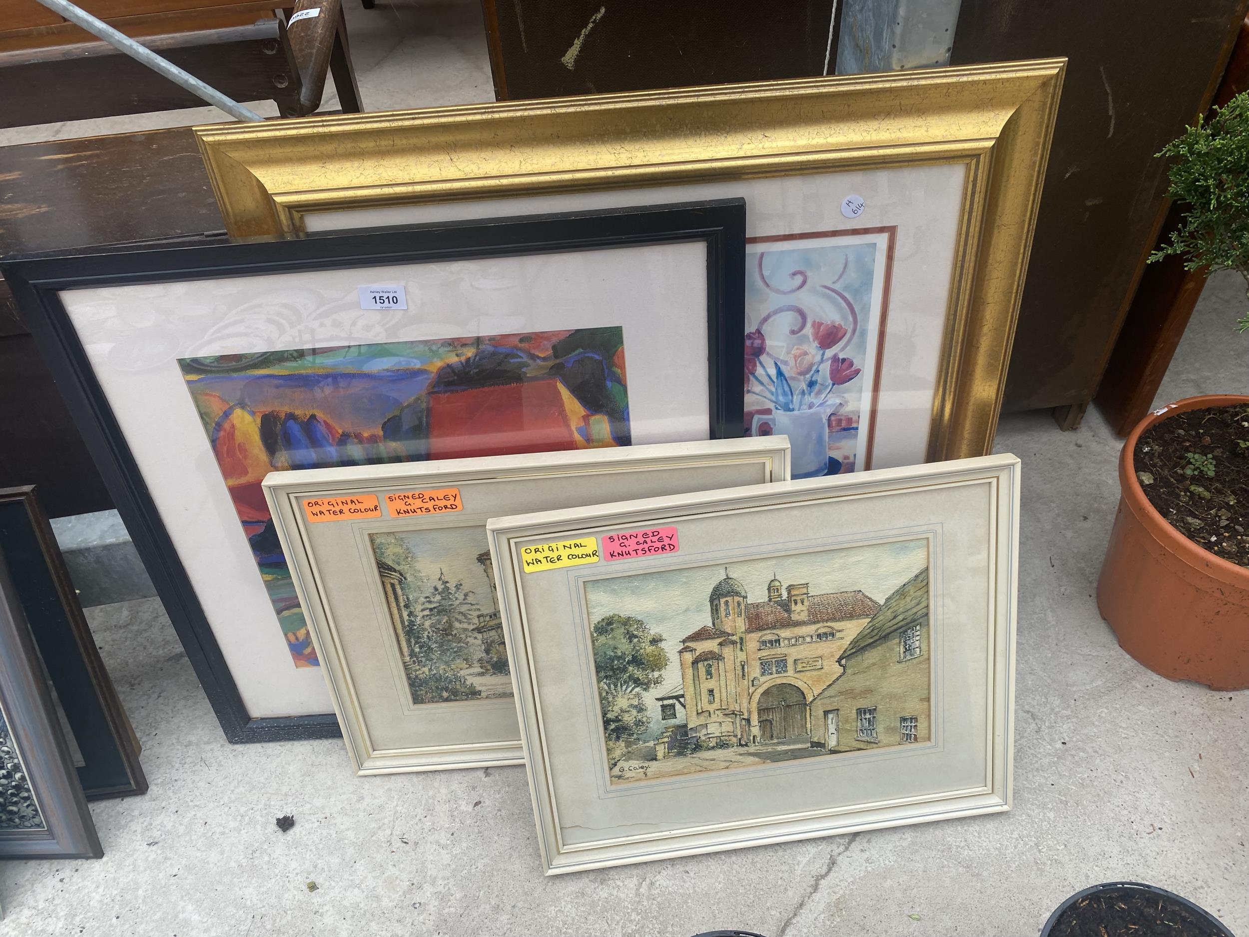 AN ASSORTMENT OF FRAMED PRINTS AND PICTURES TO INCLUDE TWO SIGNED G.CALEY